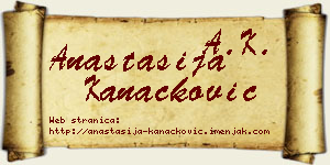 Anastasija Kanačković vizit kartica
